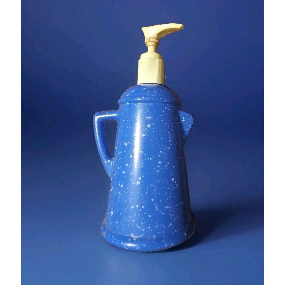 AVON 🎁  Country Style BLUE  ☕ COFFEE POT Soap/Lotion DISPENSER